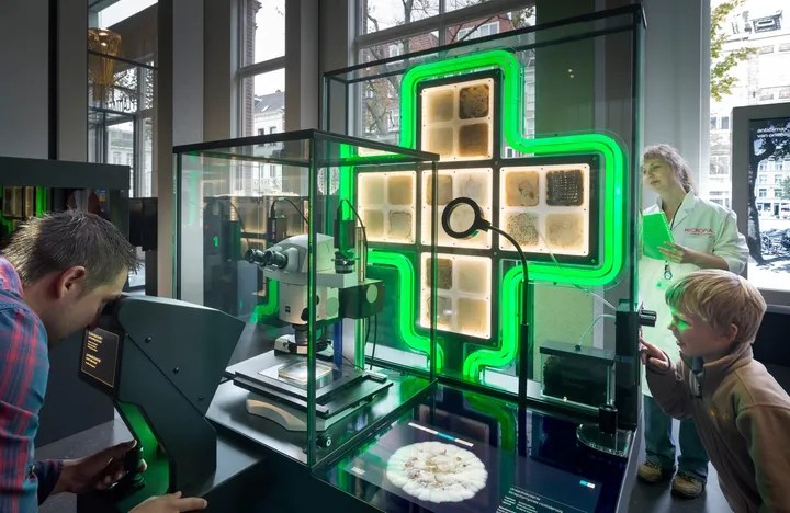 the green cross exhibit in Micropia