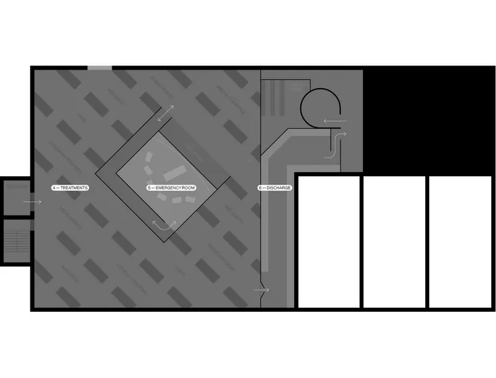 Floor plan of the first floor of Health First exhibition in Stapferhaus.