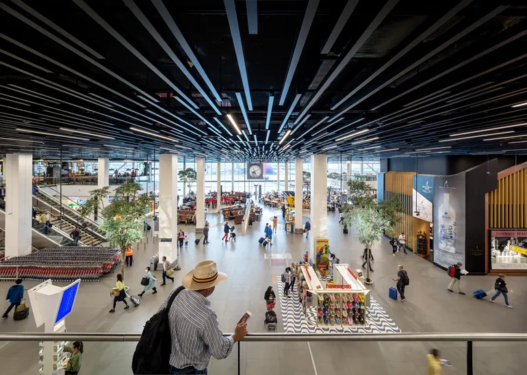 The architecture and the interior blend seamlessly into one another.