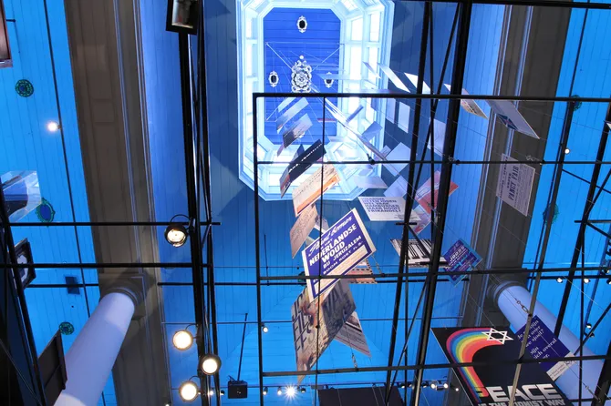 High ceilings with posters