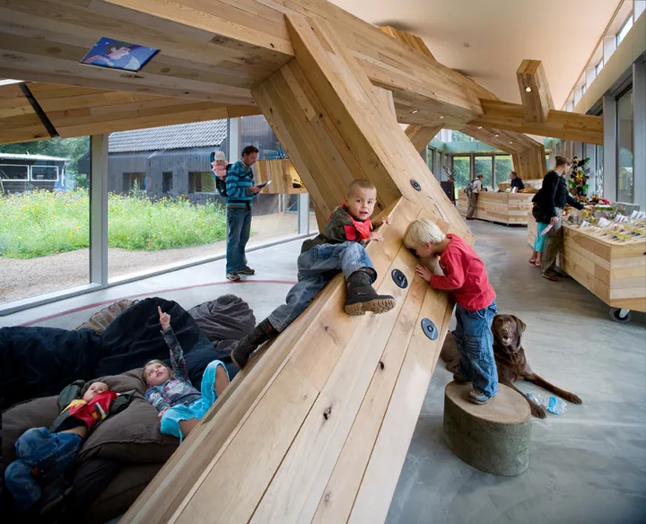 Kids playing on the abstract tree